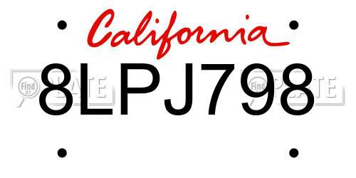 8LPJ798 California License Plate