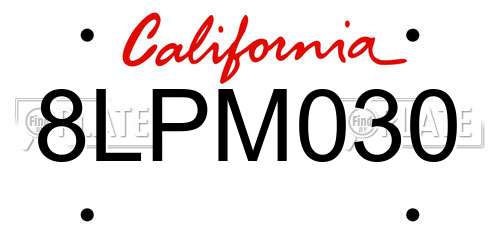 8LPM030 California License Plate