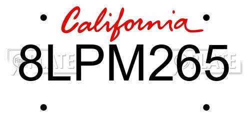 8LPM265 California License Plate