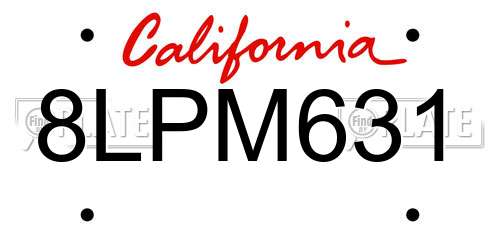 8LPM631 California License Plate