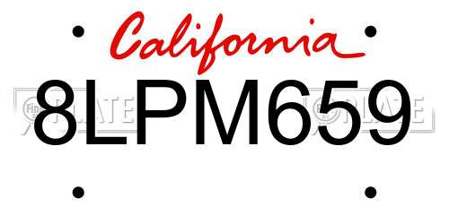8LPM659 California License Plate