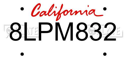 8LPM832 California License Plate