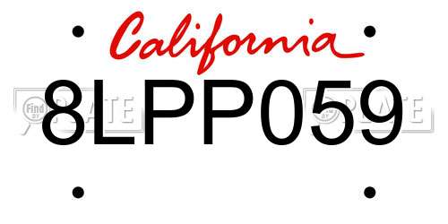 8LPP059 California License Plate