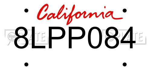 8LPP084 California License Plate