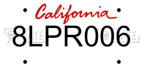 8LPR006 California License Plate