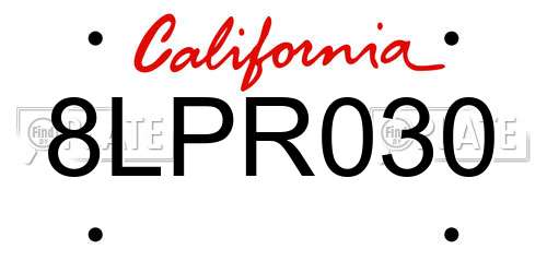 8LPR030 California License Plate