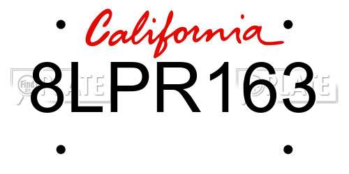 8LPR163 California License Plate