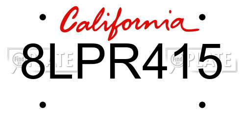 8LPR415 California License Plate