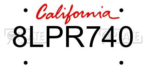 8LPR740 California License Plate
