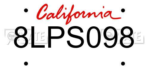 8LPS098 California License Plate