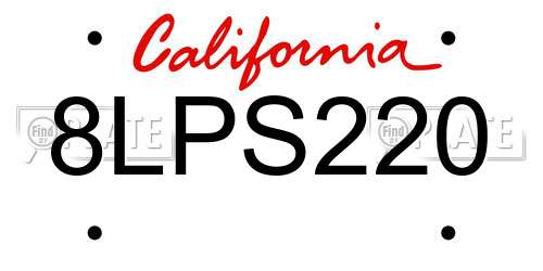 8LPS220 California License Plate