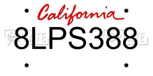 8LPS388 California License Plate
