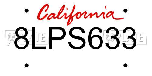 8LPS633 California License Plate
