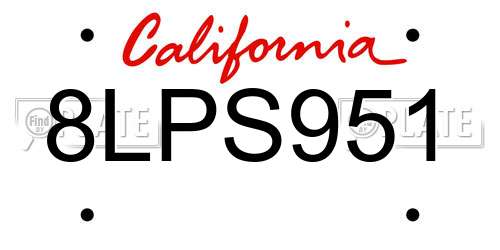 8LPS951 California License Plate