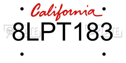 8LPT183 California License Plate