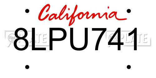 8LPU741 California License Plate