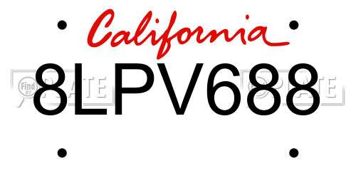 8LPV688 California License Plate