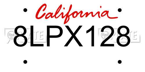 8LPX128 California License Plate