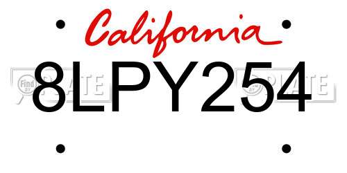 8LPY254 California License Plate