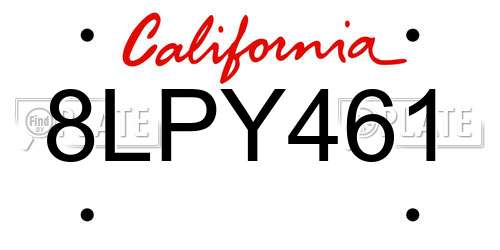 8LPY461 California License Plate