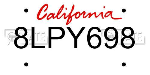 8LPY698 California License Plate