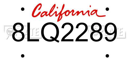 8LQ2289 California License Plate