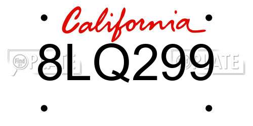 8LQ299 California License Plate