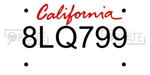 8LQ799 California License Plate