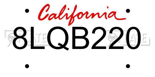 8LQB220 California License Plate