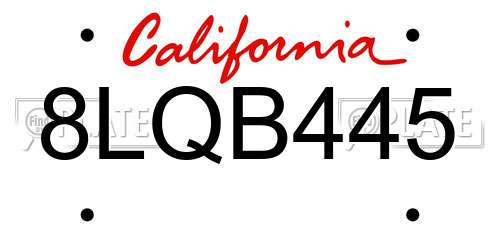 8LQB445 California License Plate
