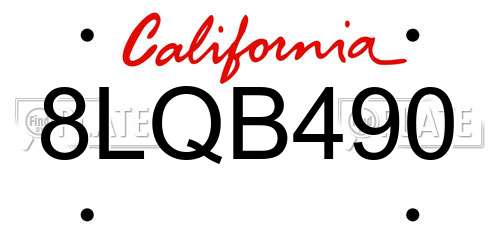 8LQB490 California License Plate