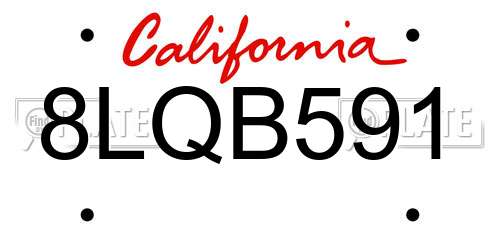 8LQB591 California License Plate