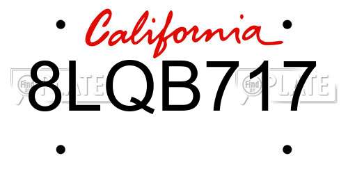 8LQB717 California License Plate