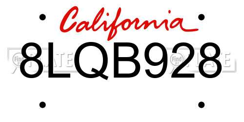 8LQB928 California License Plate