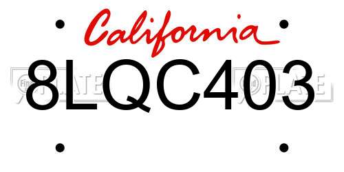 8LQC403 California License Plate