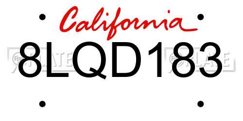 8LQD183 California License Plate