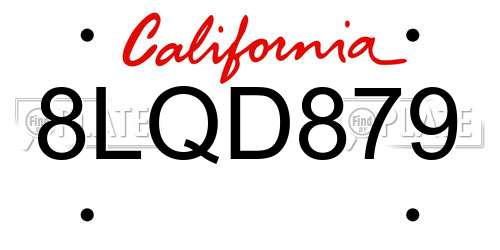 8LQD879 California License Plate