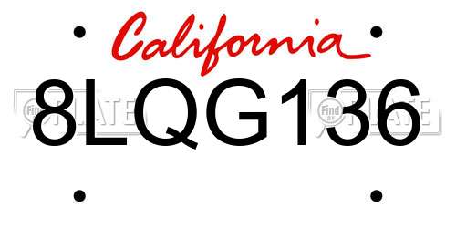 8LQG136 California License Plate