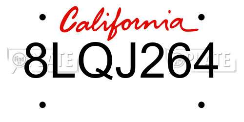 8LQJ264 California License Plate