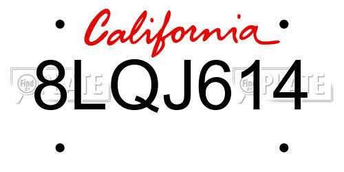 8LQJ614 California License Plate