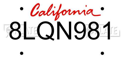 8LQN981 California License Plate