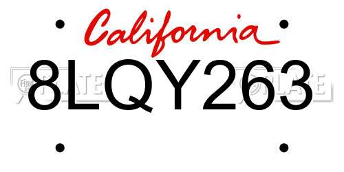 8LQY263 California License Plate