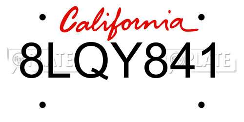 8LQY841 California License Plate