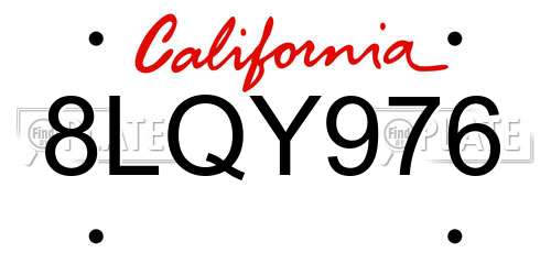 8LQY976 California License Plate
