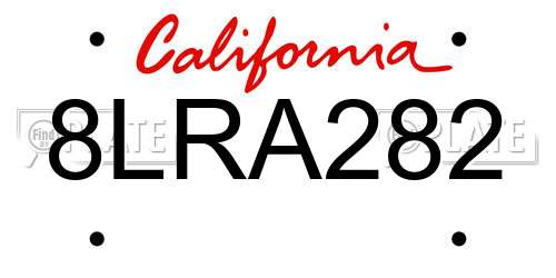 8LRA282 California License Plate