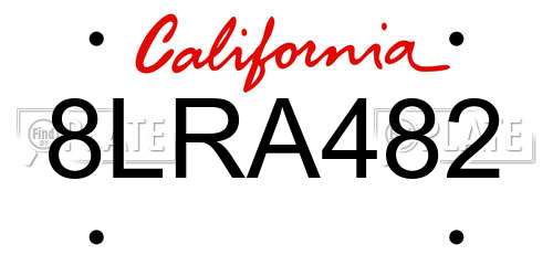 8LRA482 California License Plate