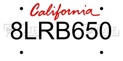 8LRB650 California License Plate