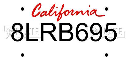 8LRB695 California License Plate