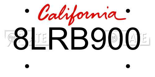 8LRB900 California License Plate