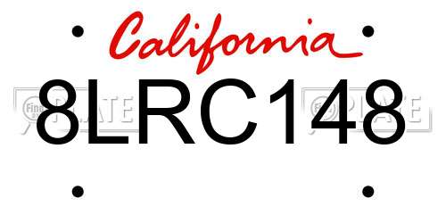 8LRC148 California License Plate